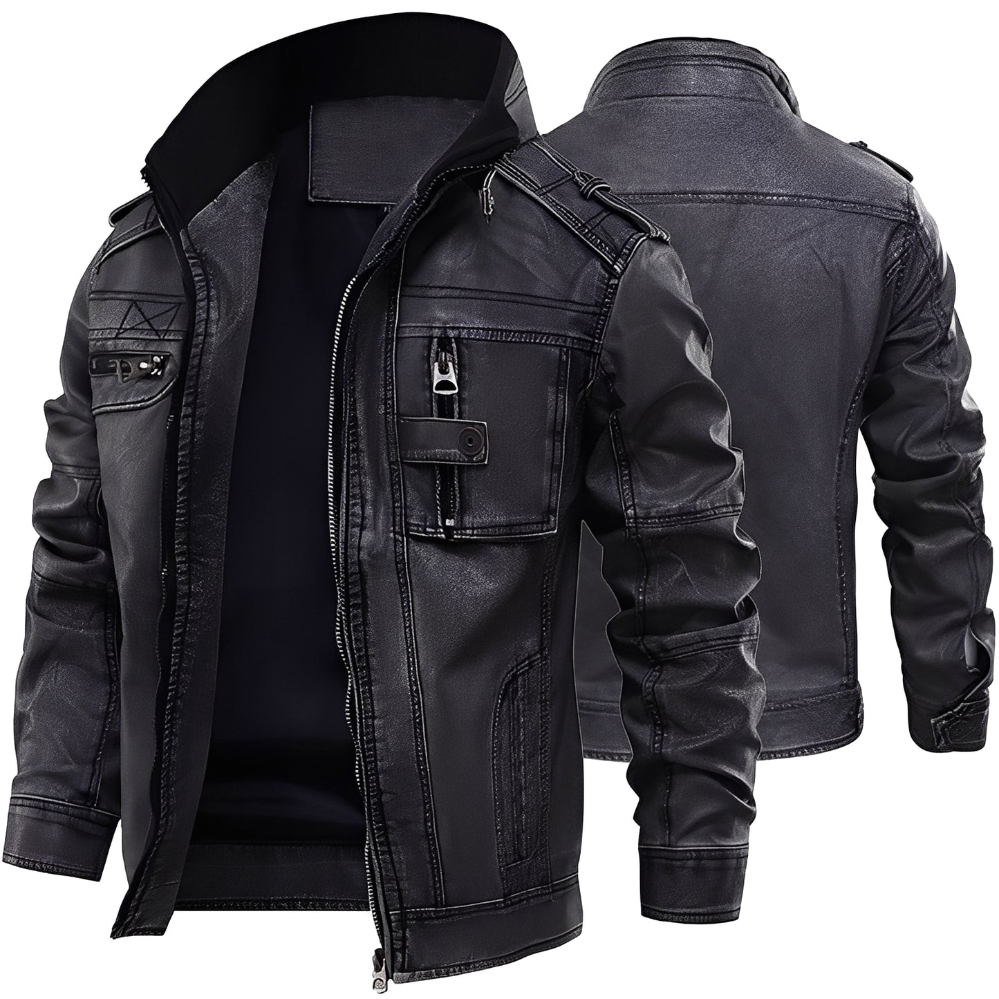 Kevin - Klassische Lederjacke mit Taschen für Herren