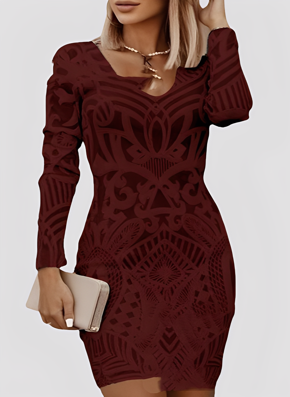 Caitlyn - Stilvolles, langärmeliges Slim-Fit-Kleid für Damen