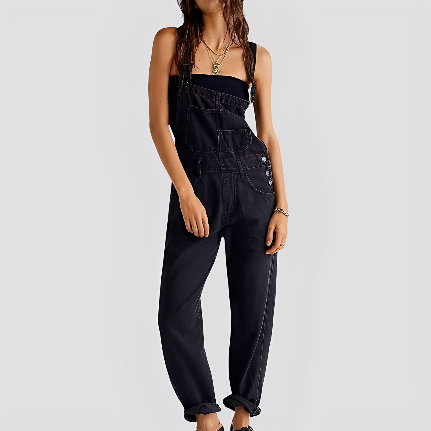 Mildred - Klassische, locker sitzende Jeanslatzhose für Damen