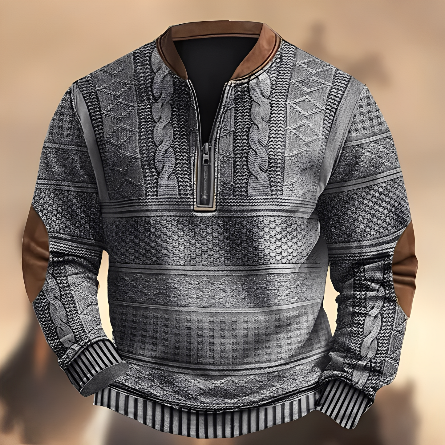 Edmund - Lässiger bedruckter Pullover mit Reißverschluss für Herren