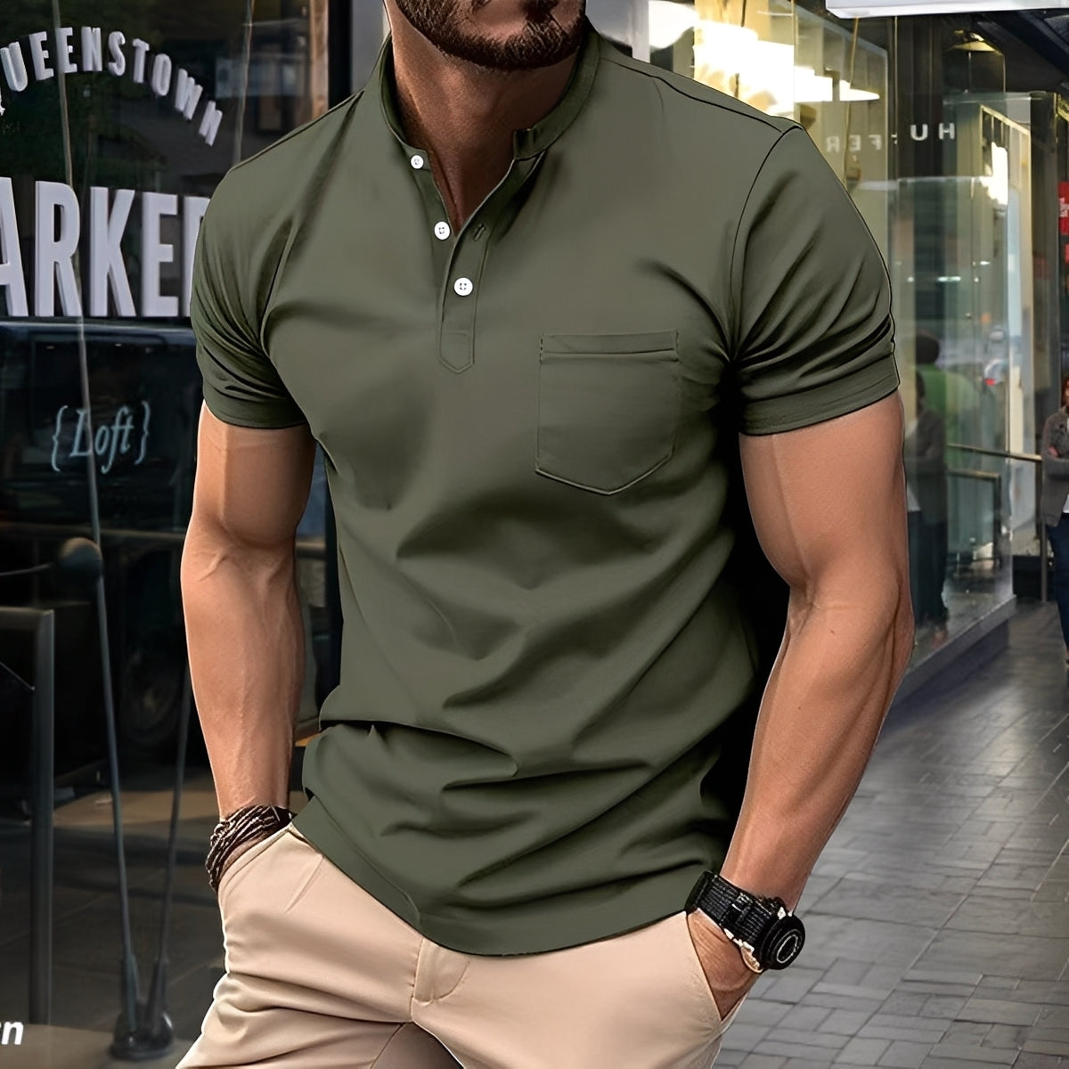 Darwin - Lässiges, schlichtes Poloshirt mit Halbkragen für Herren