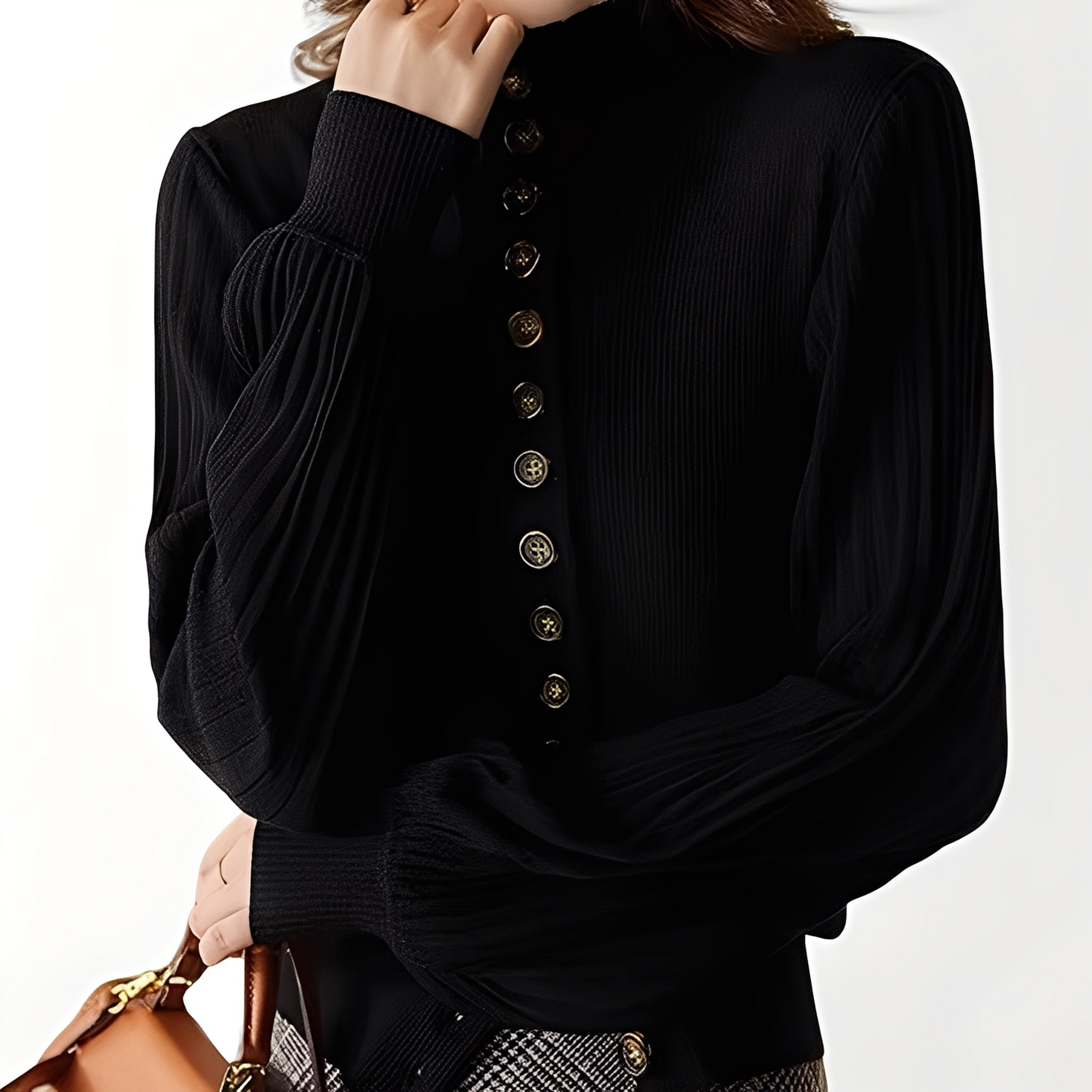 Adelyn - Lässiges Strickoberteil mit Laternenärmeln für Damen
