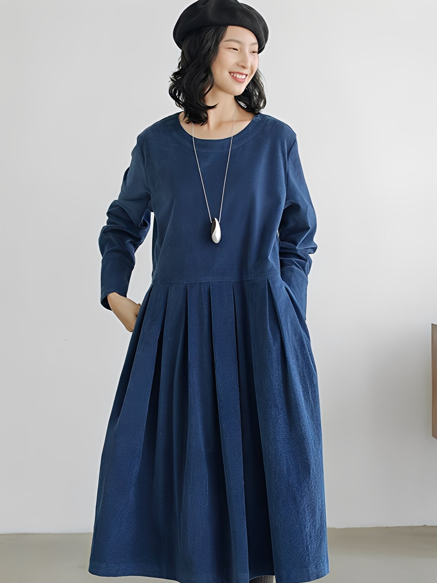 Shyanne - Lässiges, lockeres Cordkleid mit Taschen für Damen