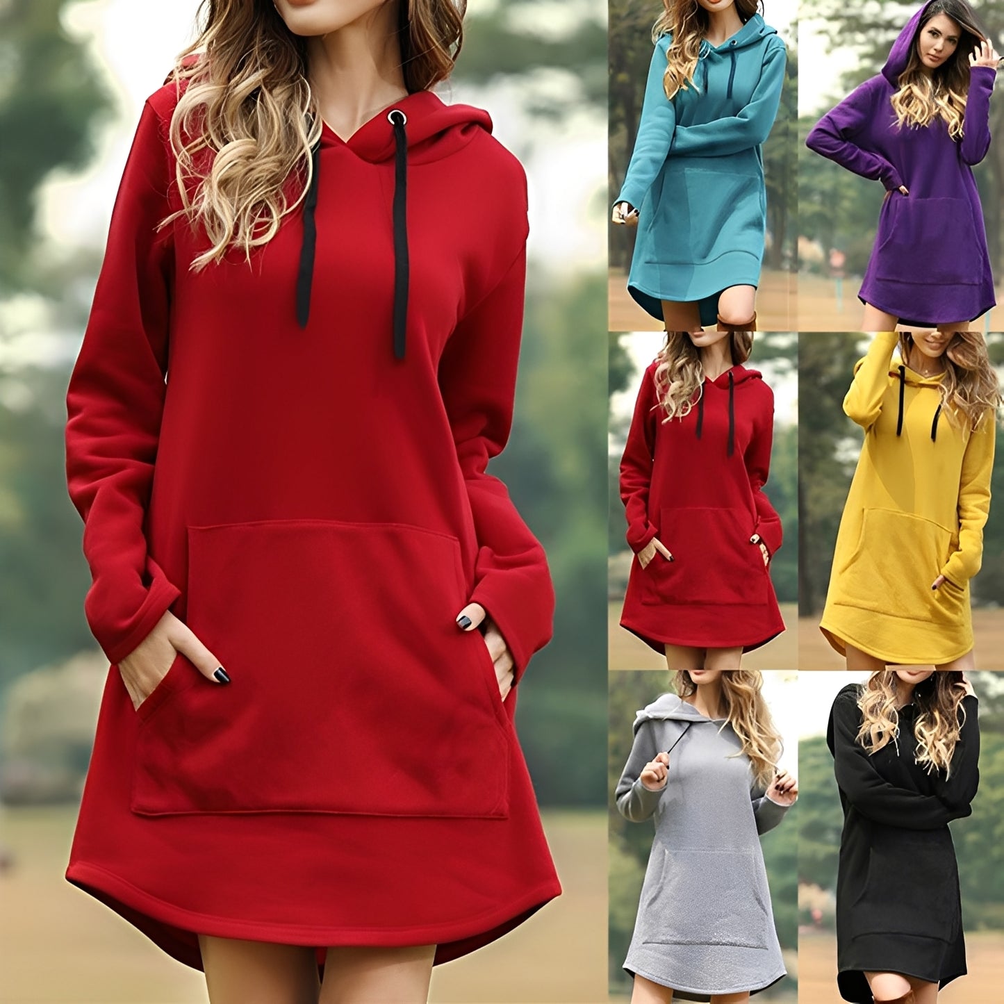 Glenna - Lockeres, langärmeliges Kapuzenkleid für Damen