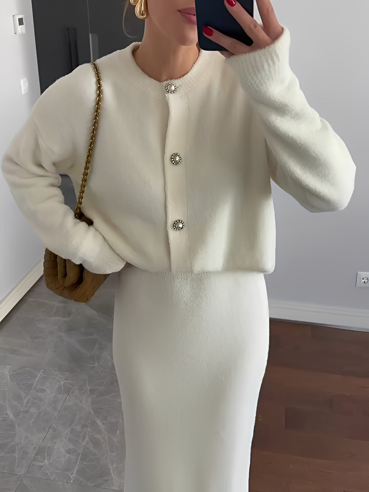 Cecilia - Elegantes Set aus Strickjacke und Rock für Damen