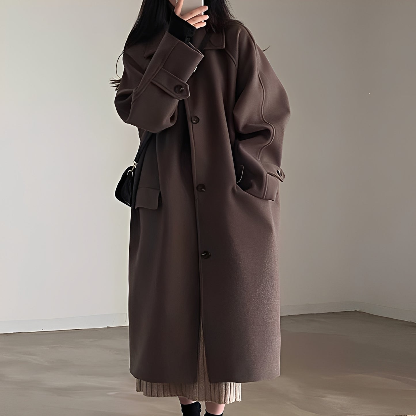Estelle - Klassischer einreihiger Wollmantel für Damen
