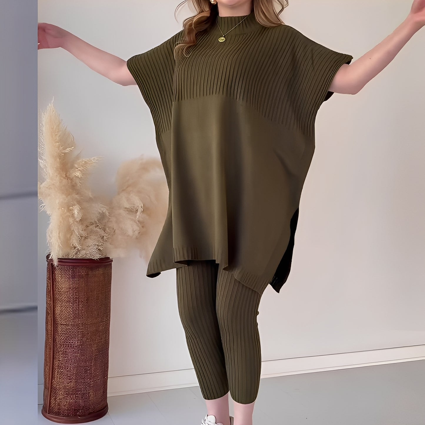 Roxanna - Lässiges, locker sitzendes zweiteiliges Strick-Set für Damen