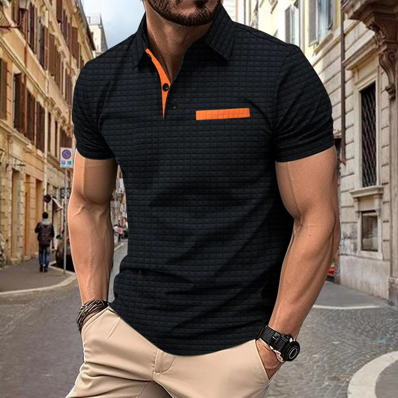 Kohen - Sommer-Poloshirt mit Herrenknopf