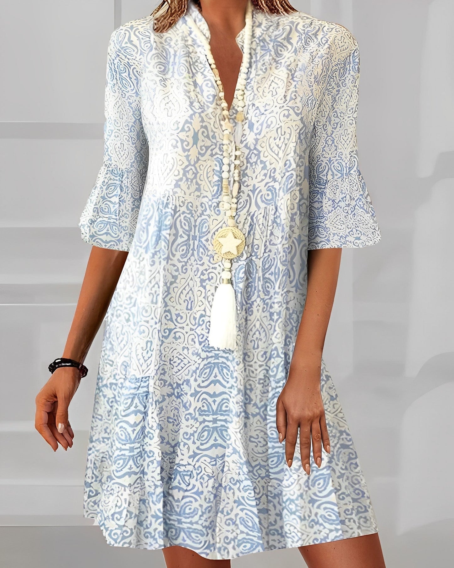 Jhanna - Damen Elegantes Print Kleid
