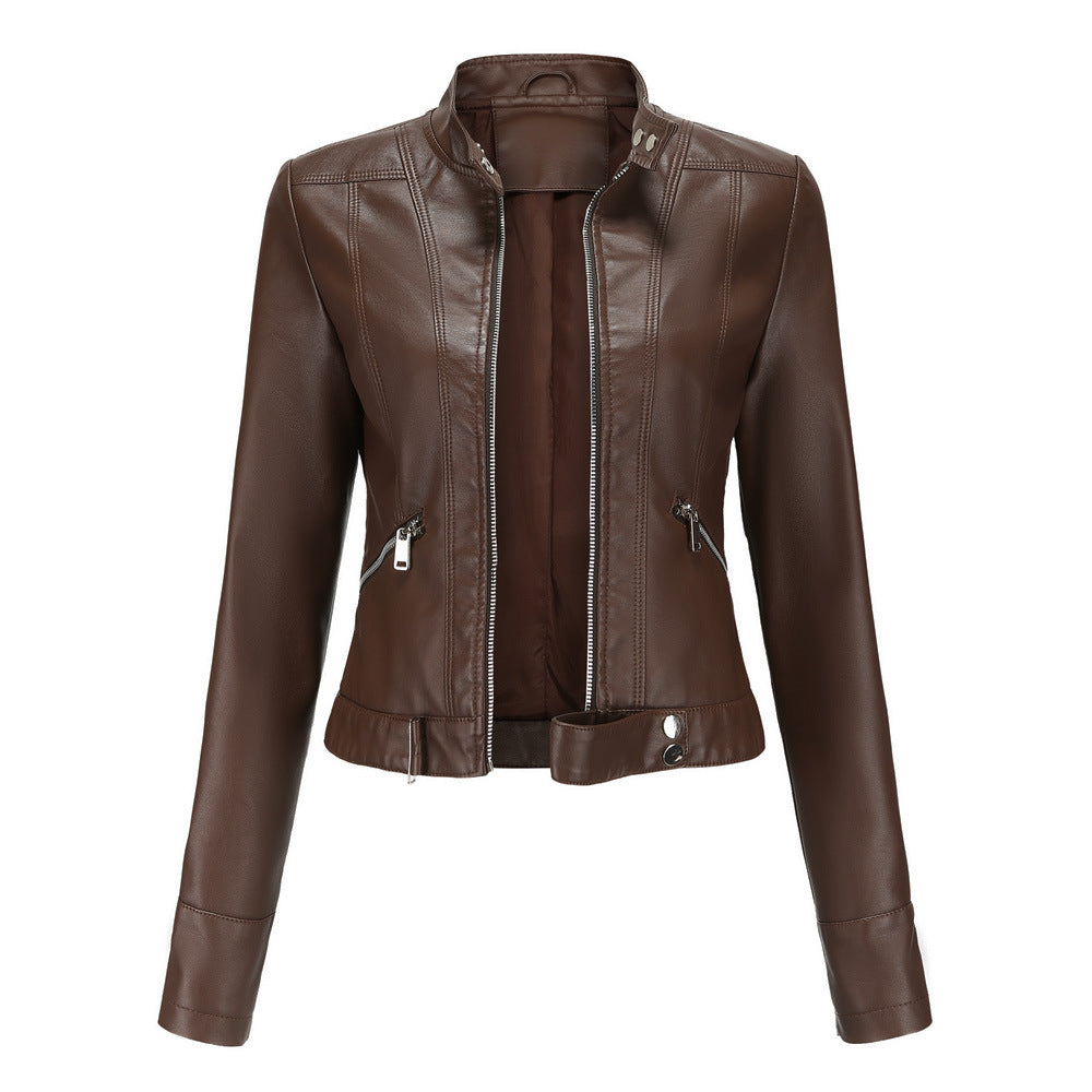 Madeline - Stilvolle Lederjacke mit Stehkragen für Damen