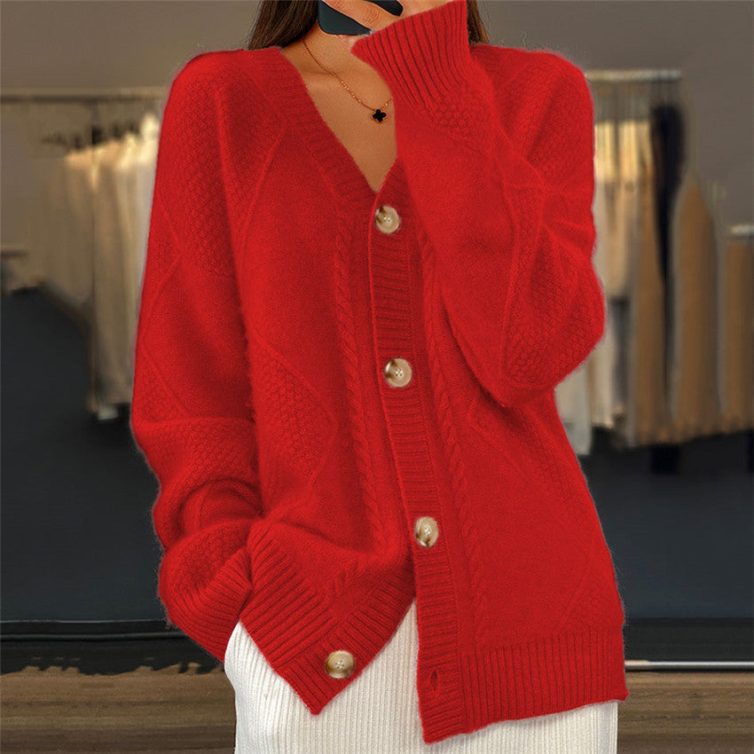 Jocelin - Lockere Strickjacke mit Brokatmuster für Frauen