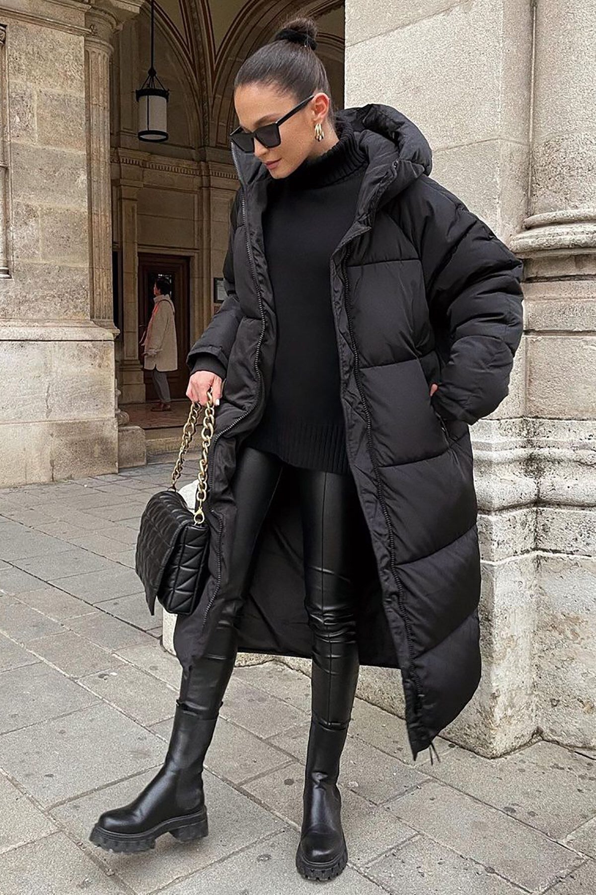 Khloe - Warmer, langer, wattierter Wintermantel für Damen