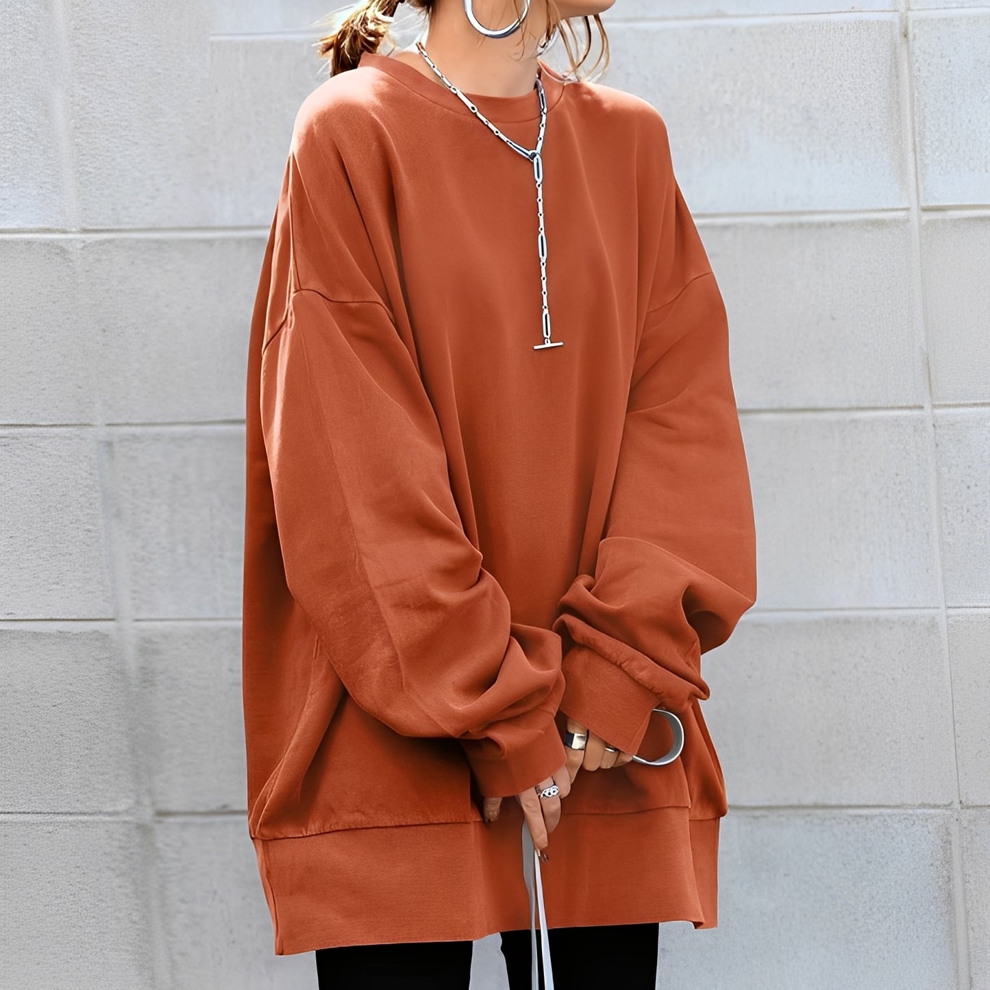 Andrina - Oversized-Pullover mit Rundhalsausschnitt für Damen
