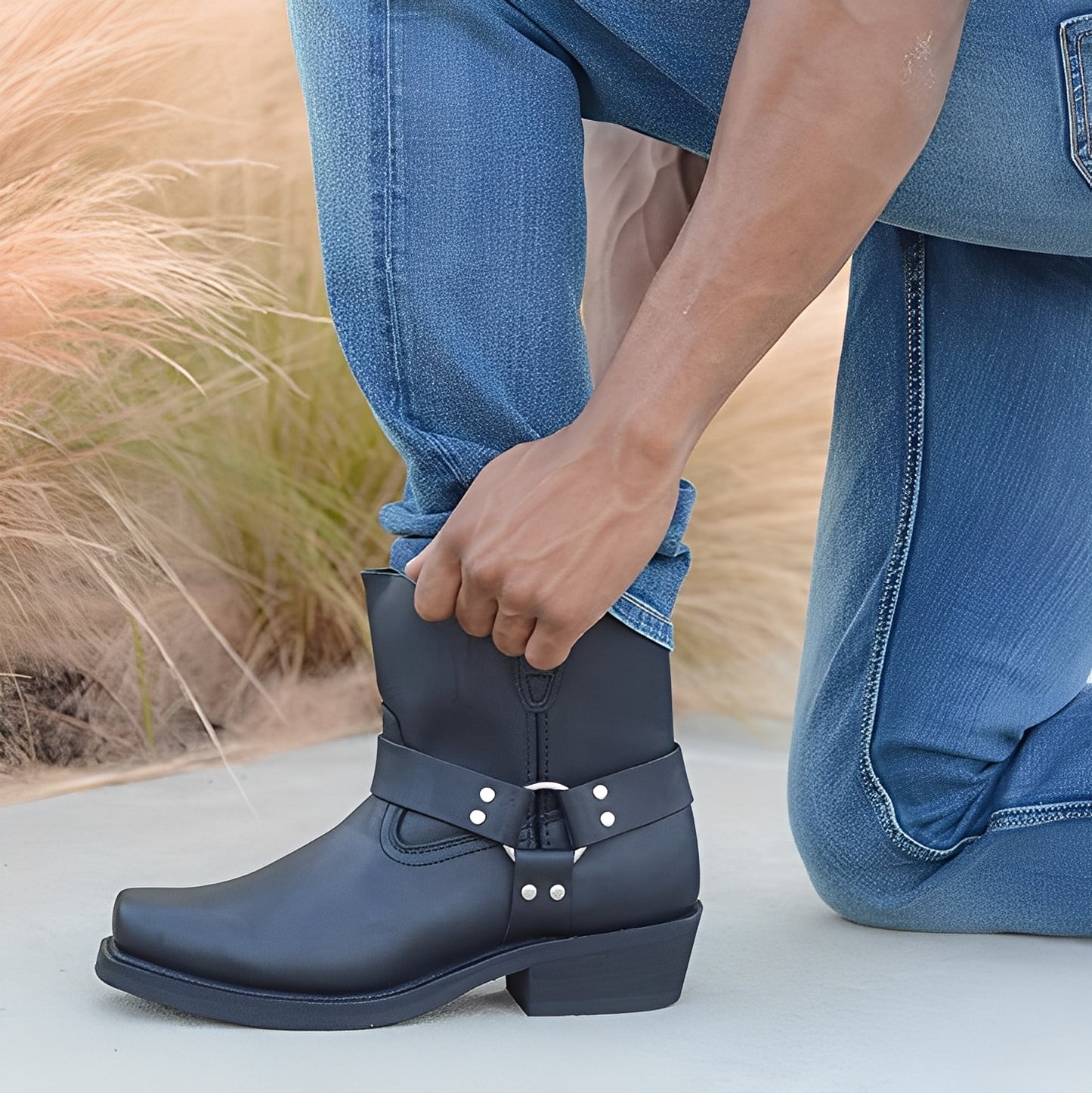 Elsdon - Klassische kurze Lederstiefel für Herren