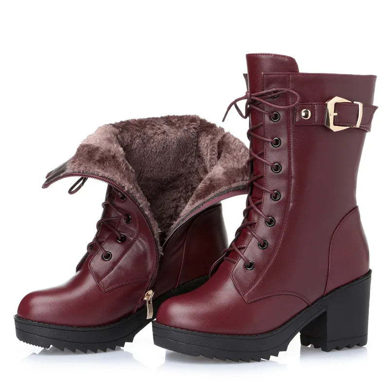 Claudia - Klassische Winterstiefel aus schwarzem Leder