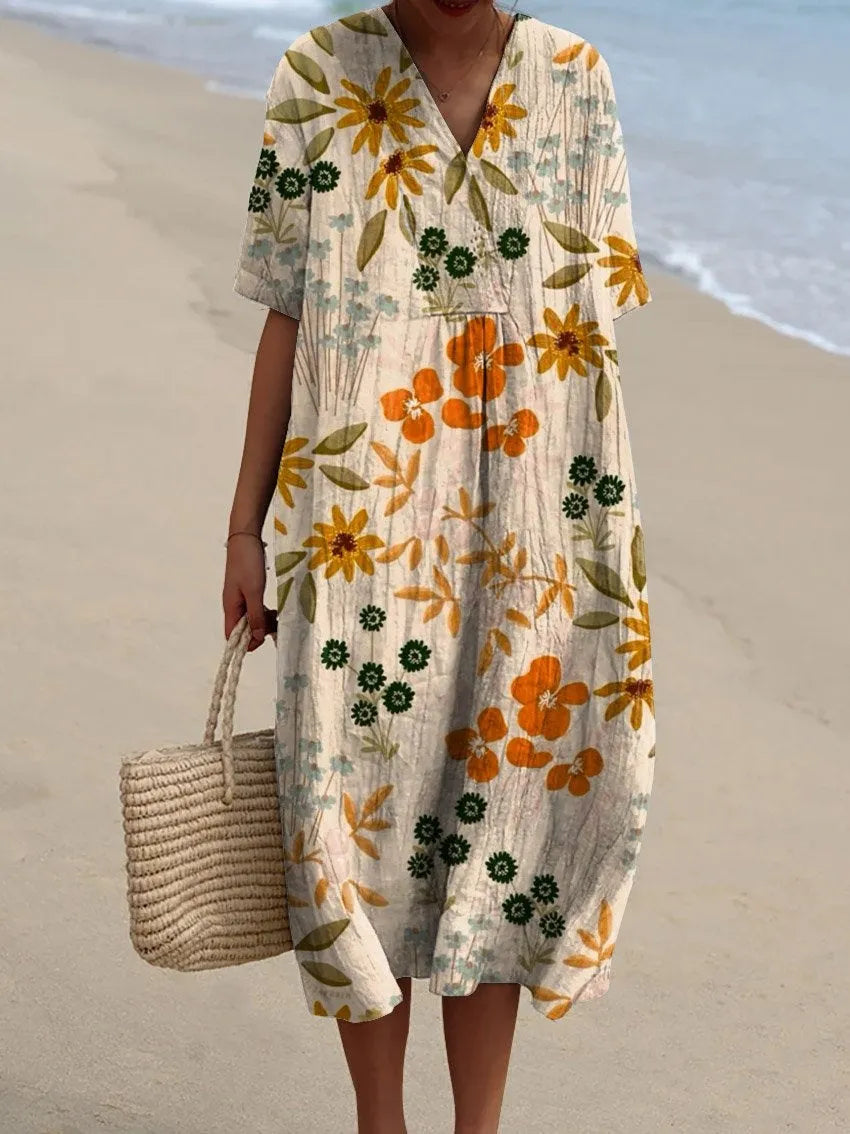 Marisol - Lockere Blumen-Robe im Retro-Stil
