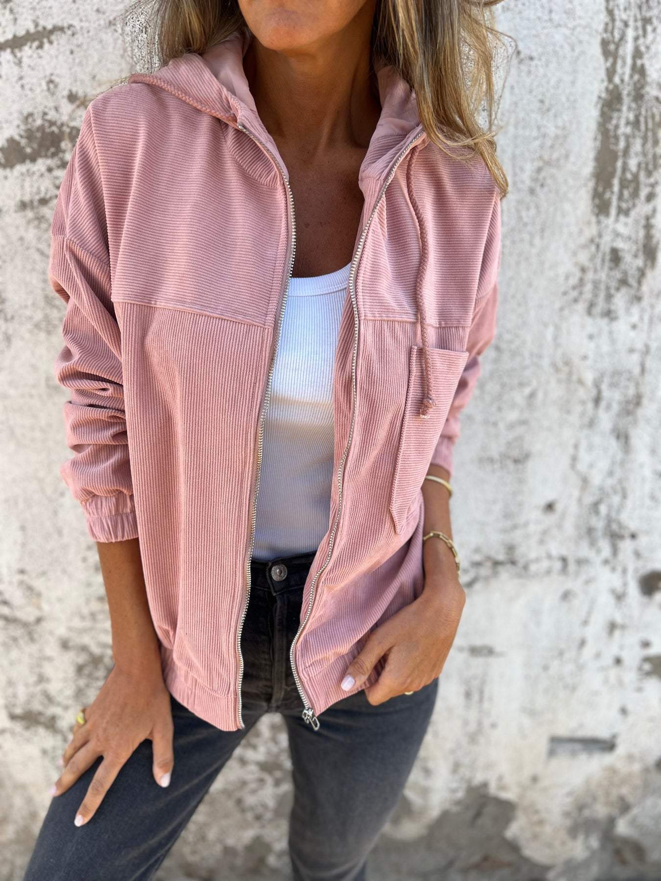 Ariellee – Lässige Jacke mit Kapuze und Reißverschluss