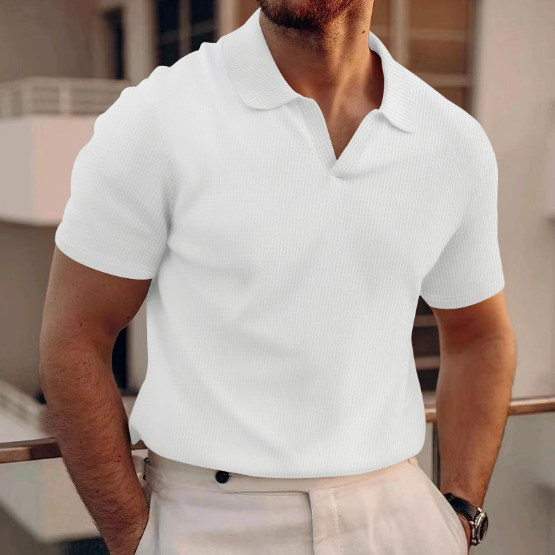 David - Schlichtes Waffel-Poloshirt für Herren