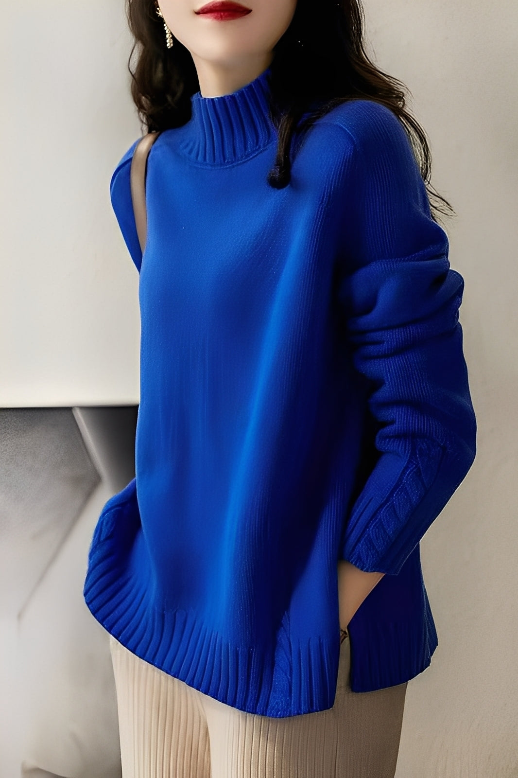 Karolyn - Schlichter, schmal geschnittener Strickpullover für Damen