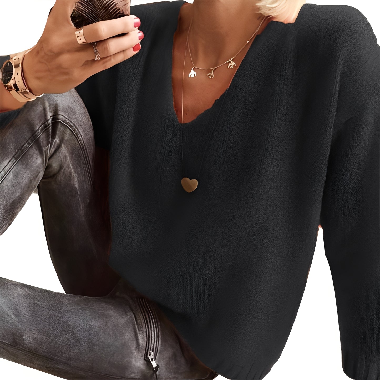 Dorris - Lässiger, schlichter Pullover mit langen Ärmeln für Damen