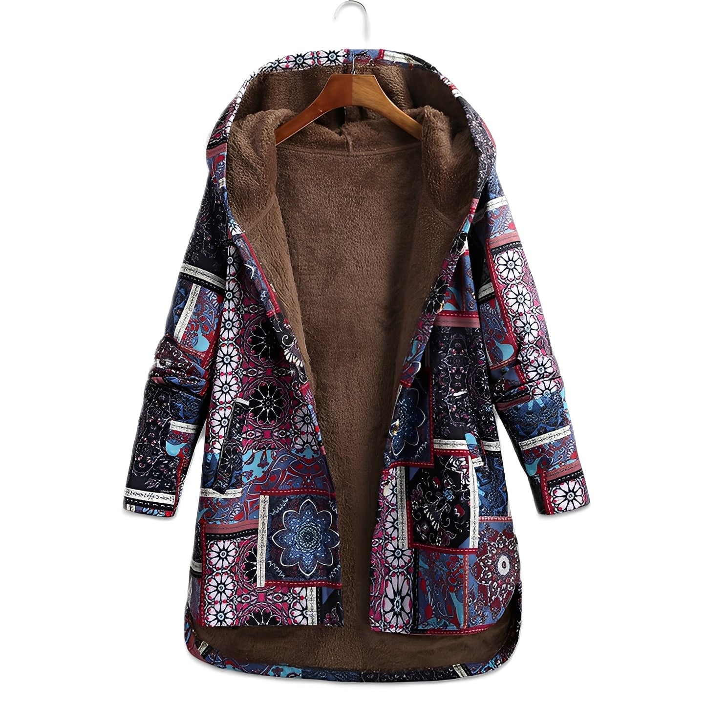 Griselda - Kapuzenjacke mit ethnischem Blumenmuster für Damen