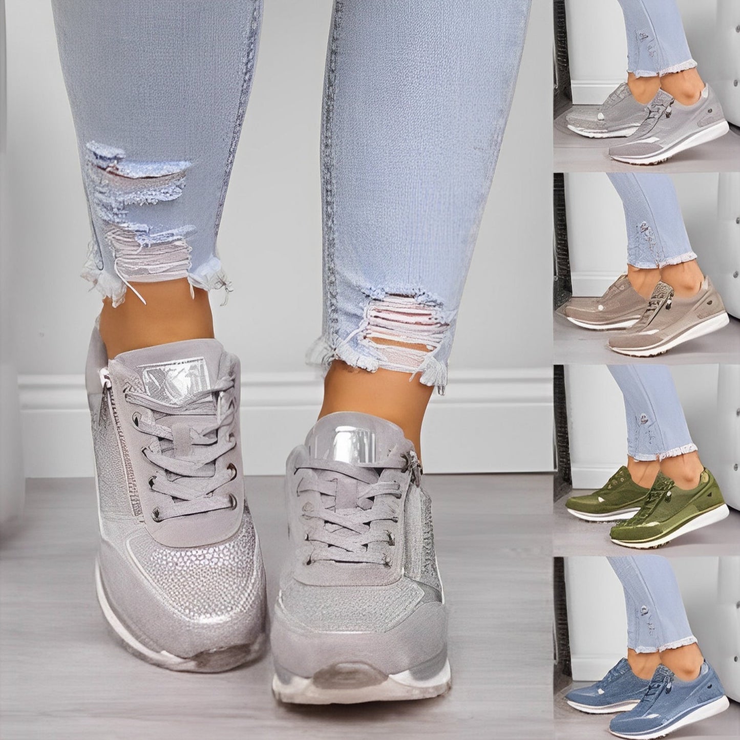 Luna - Lässige Sneaker mit seitlichem Reißverschluss für Damen