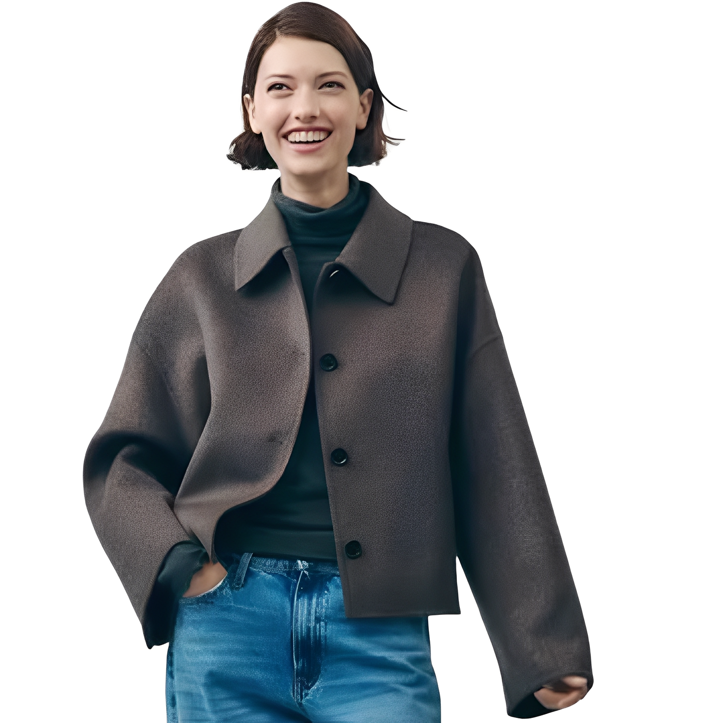 Evaline - Lockere Jacke mit Knopfverschluss für Damen