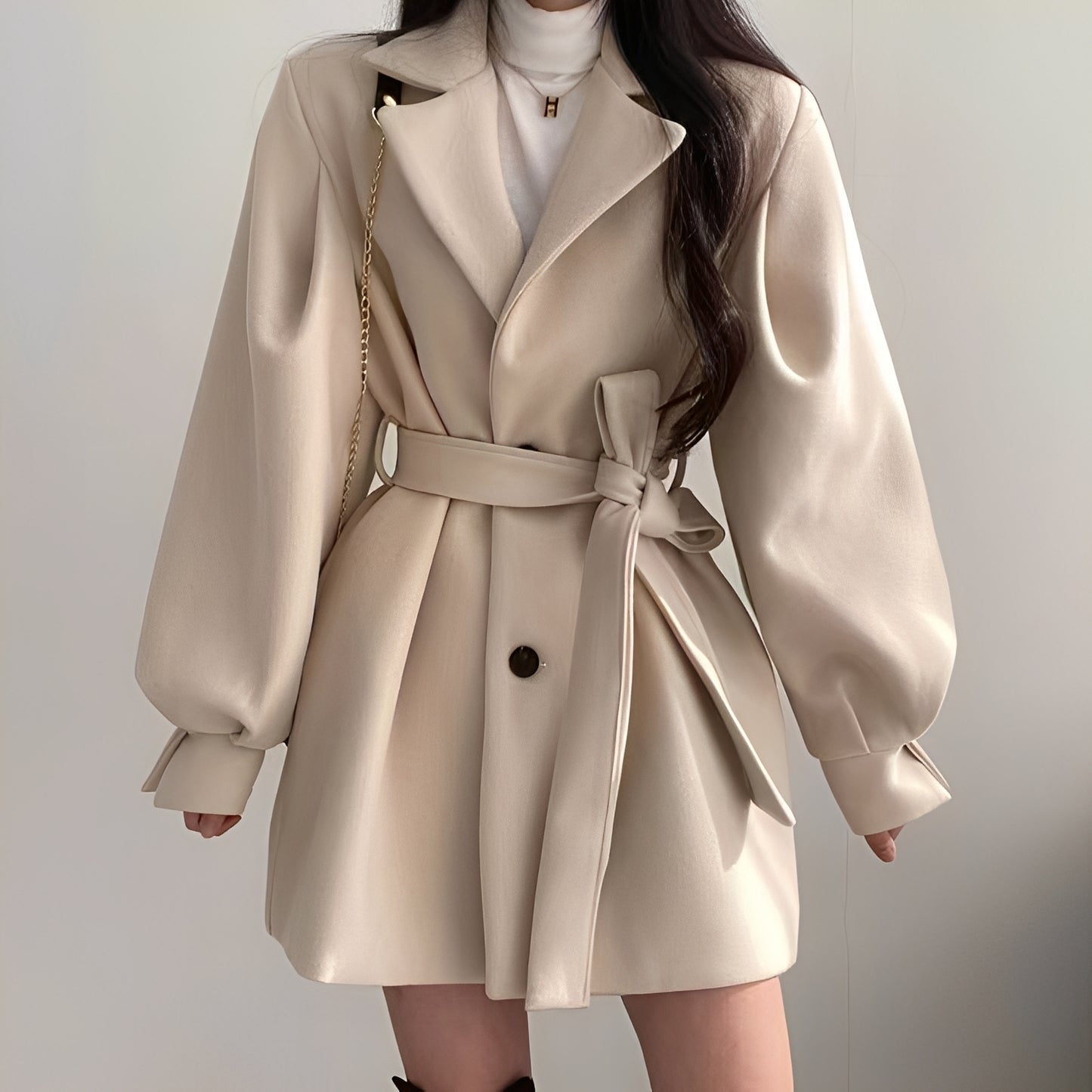 Meryl - Eleganter mittellanger Wollmantel für Damen