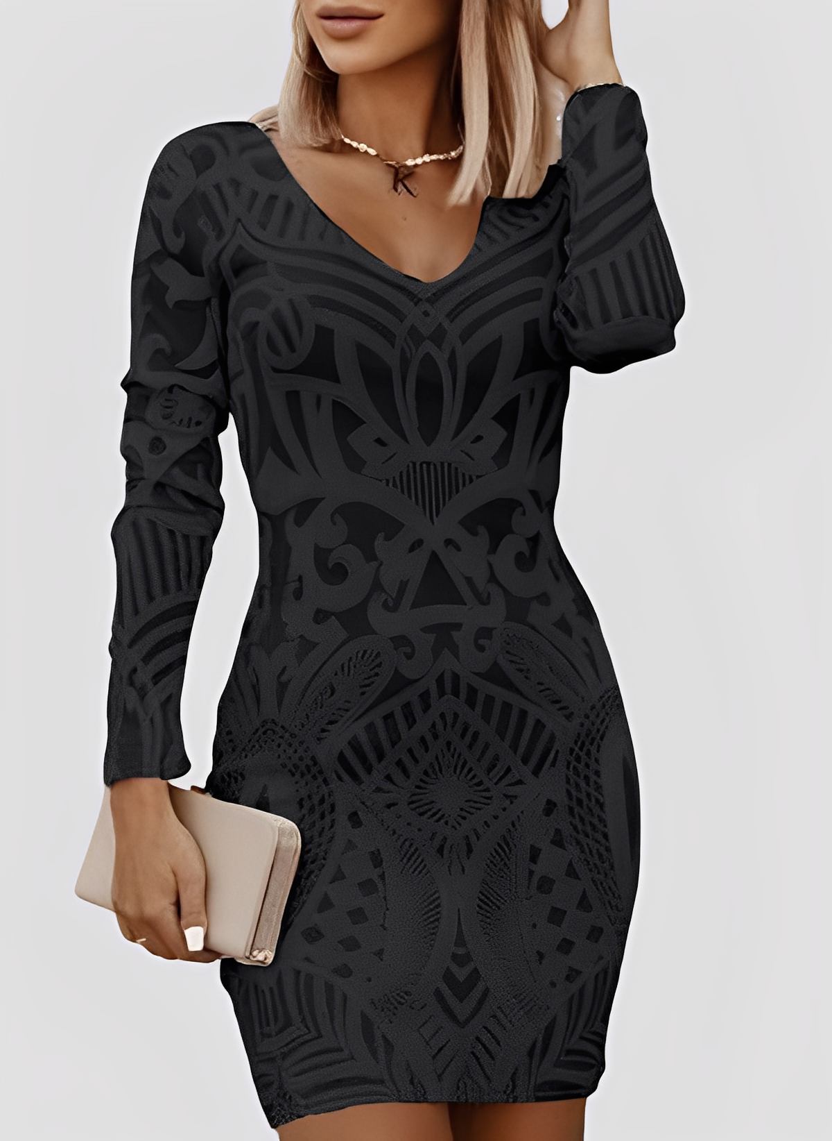 Caitlyn - Stilvolles, langärmeliges Slim-Fit-Kleid für Damen