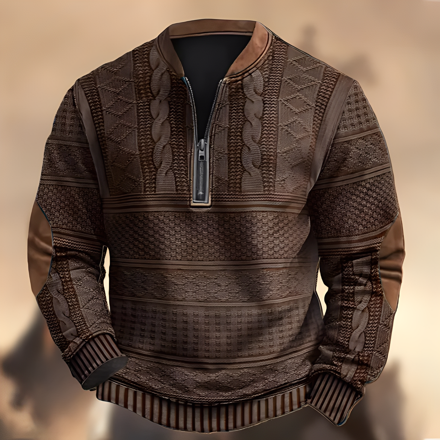 Edmund - Lässiger bedruckter Pullover mit Reißverschluss für Herren