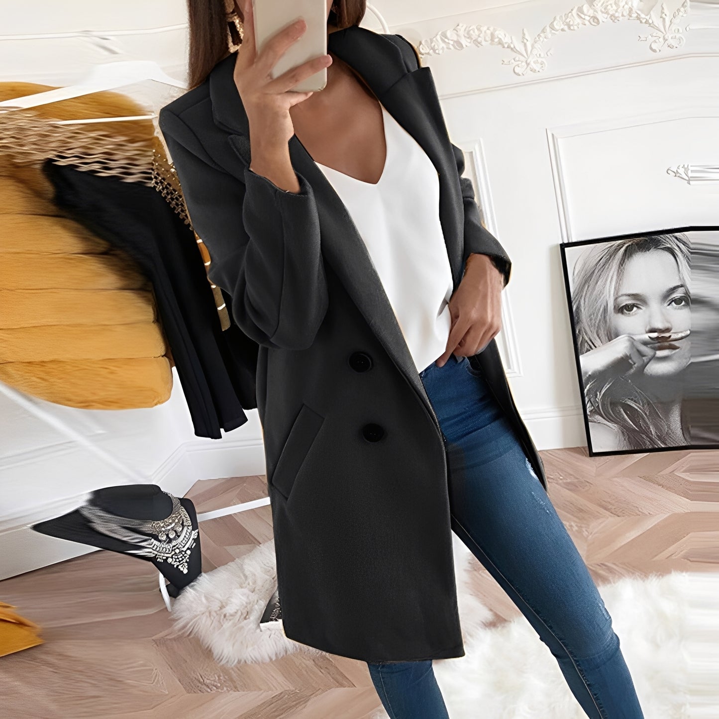 Nichole - Eleganter und warmer langer Mantel für Damen