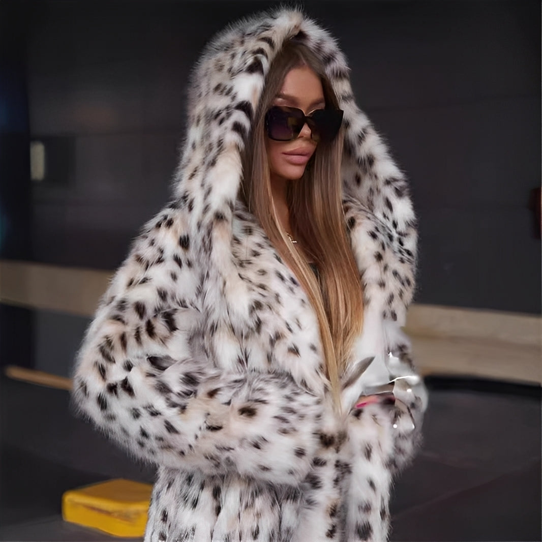 Josceline - Samtiger Schneemantel mit Print für Damen