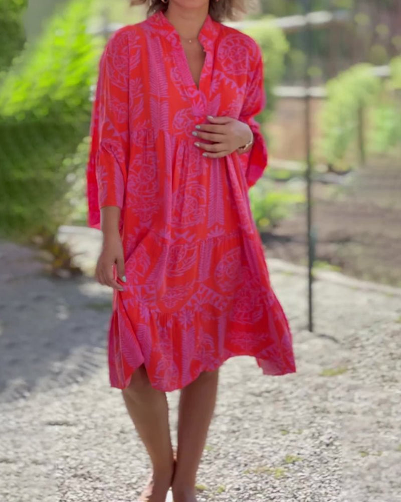 Mia – Kleid mit geometrischem Bohème-Druck