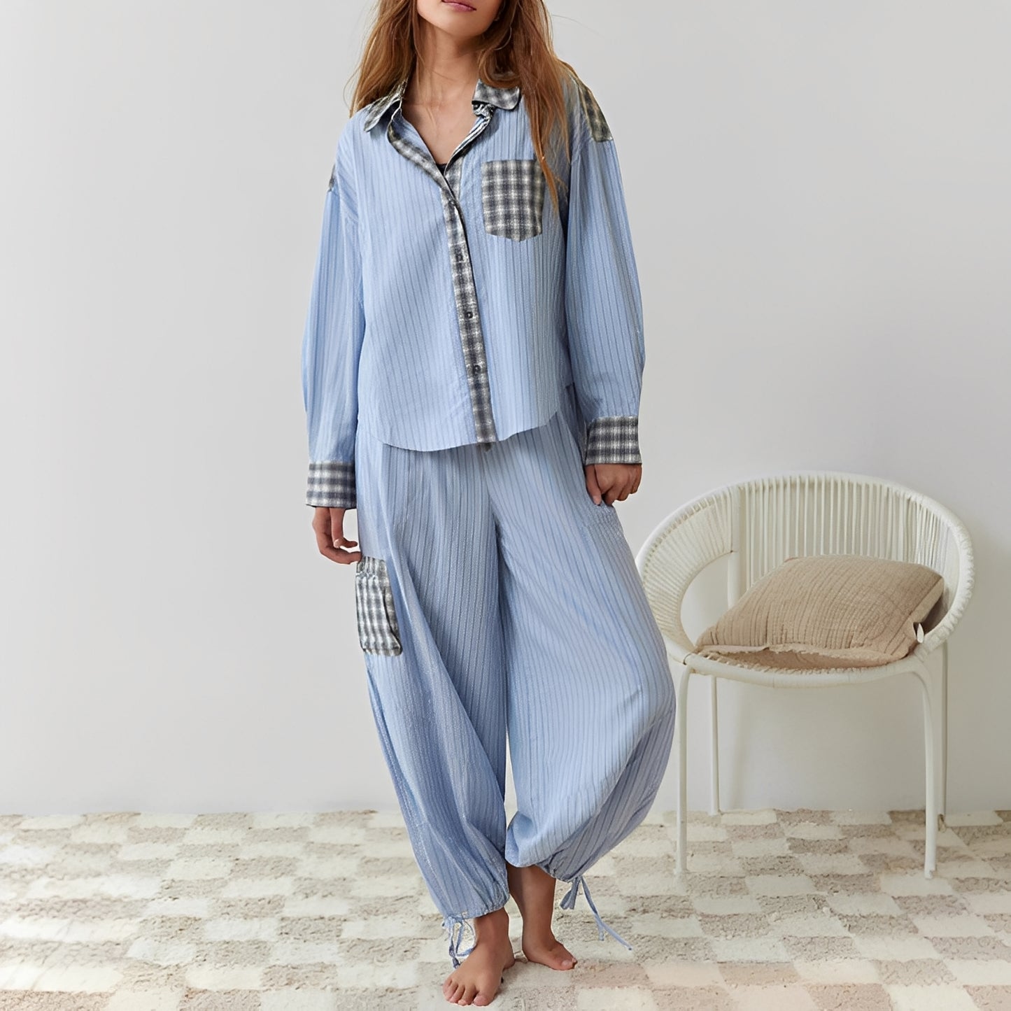 Elenora - Bequemes, lässiges zweiteiliges Pyjama-Set für Damen