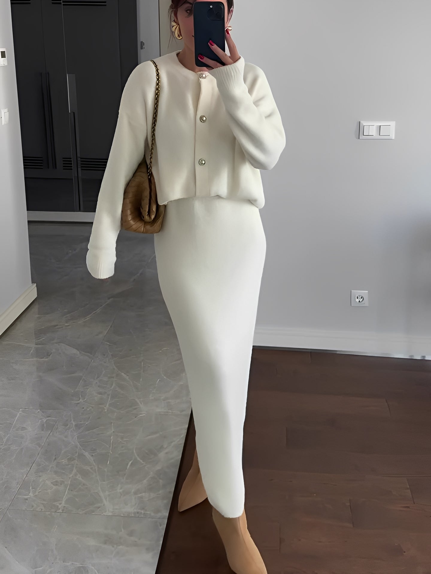 Cecilia - Elegantes Set aus Strickjacke und Rock für Damen
