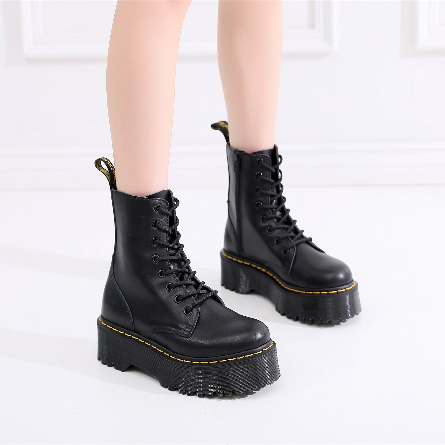Miriam - Stylische Lederstiefel mit dicker Sohle für Frauen