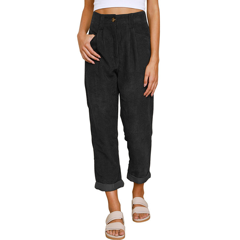 Chelsie - Lässige Cordhose mit hoher Taille für Damen