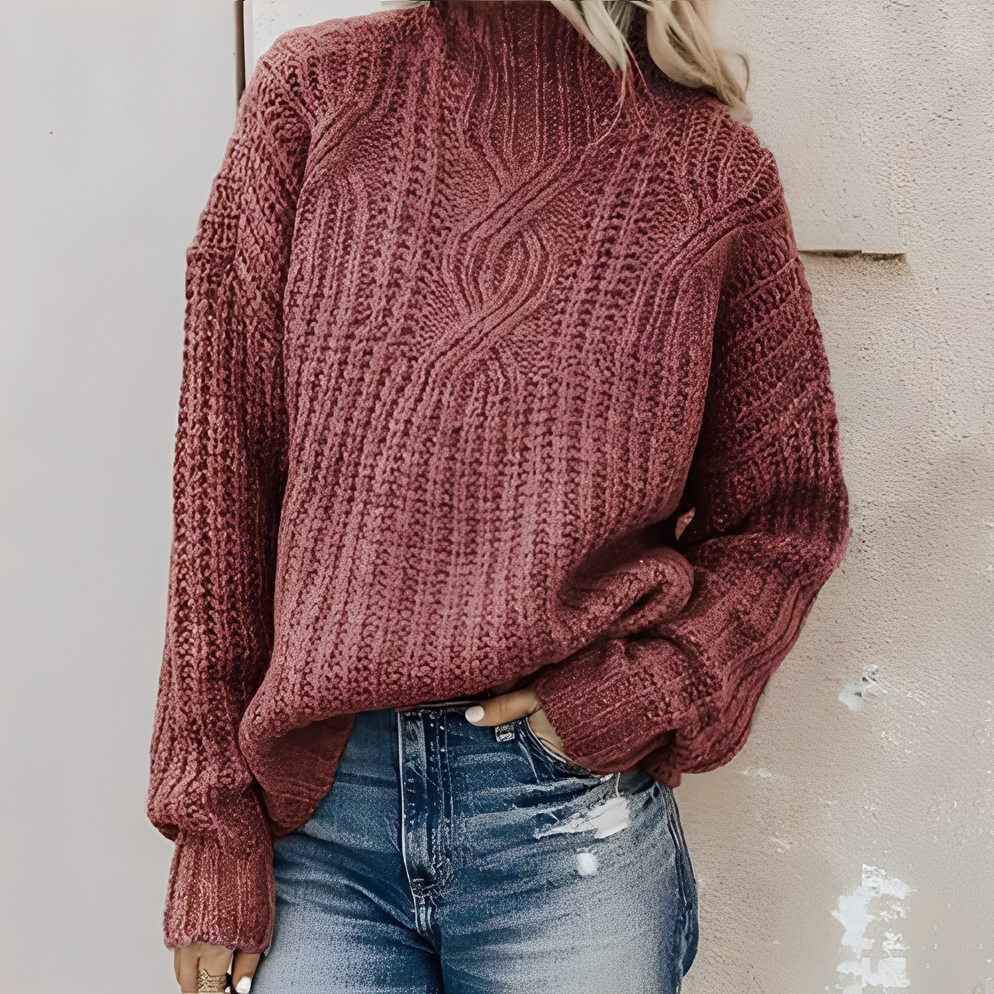 Colleen - Lockerer Pullover mit hohem Kragen für Damen