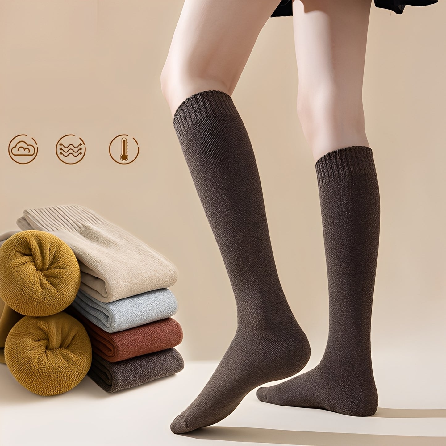 Shirlee - Stilvolle, warme, dicke Overknee-Socken