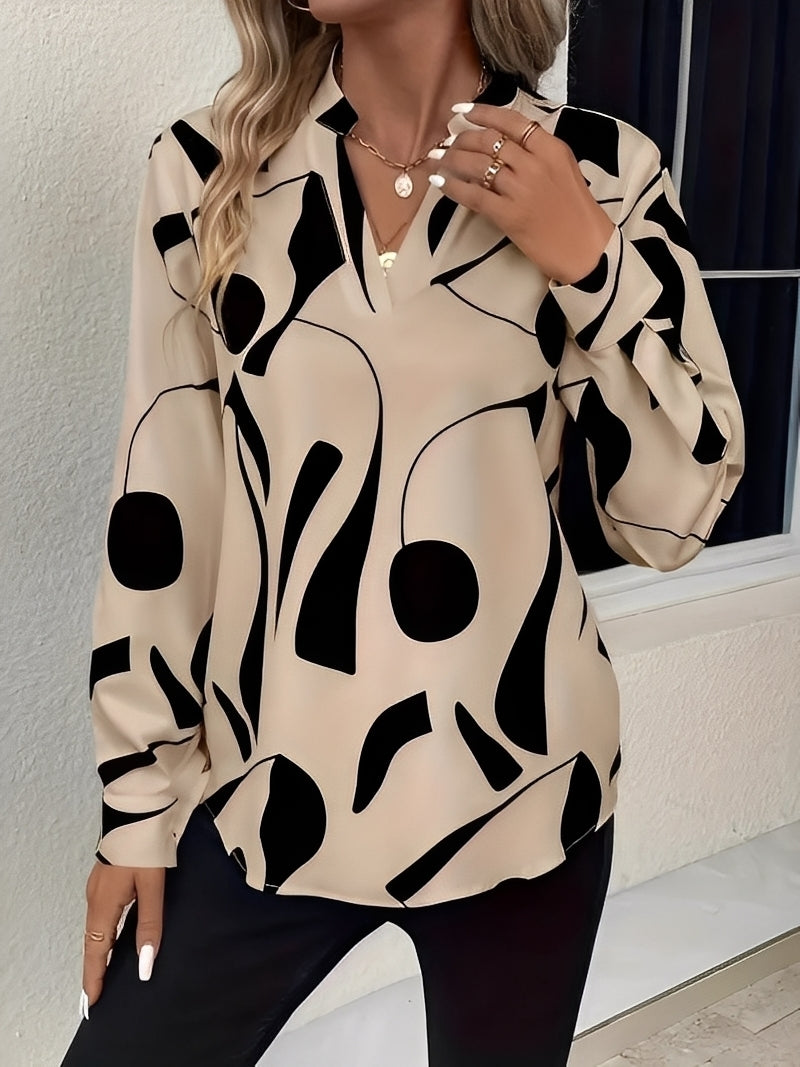 Melville - Stilvolle Langarmbluse mit Print für Damen