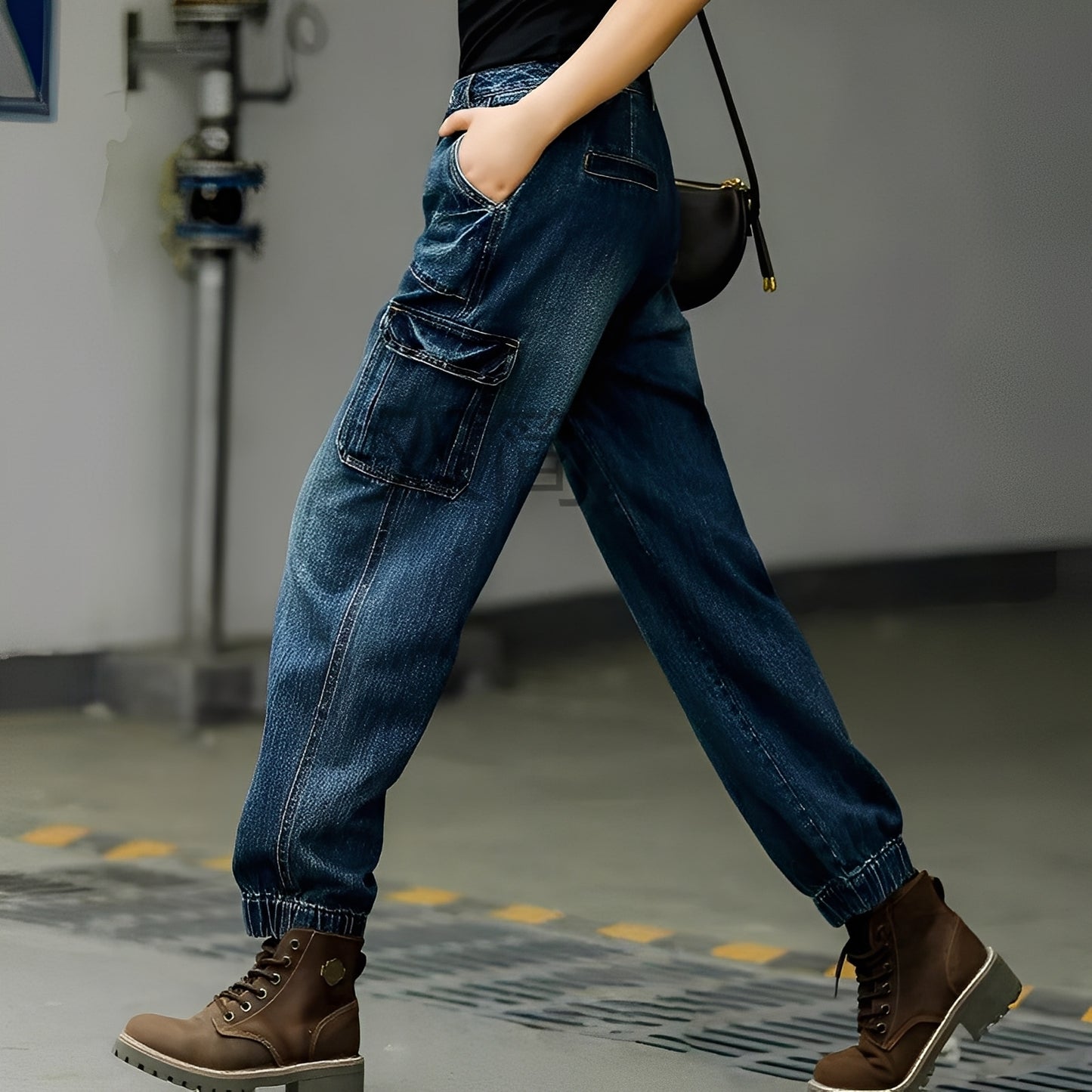 Kristal - Jeanshose aus Baumwolle mit mehreren Taschen für Damen