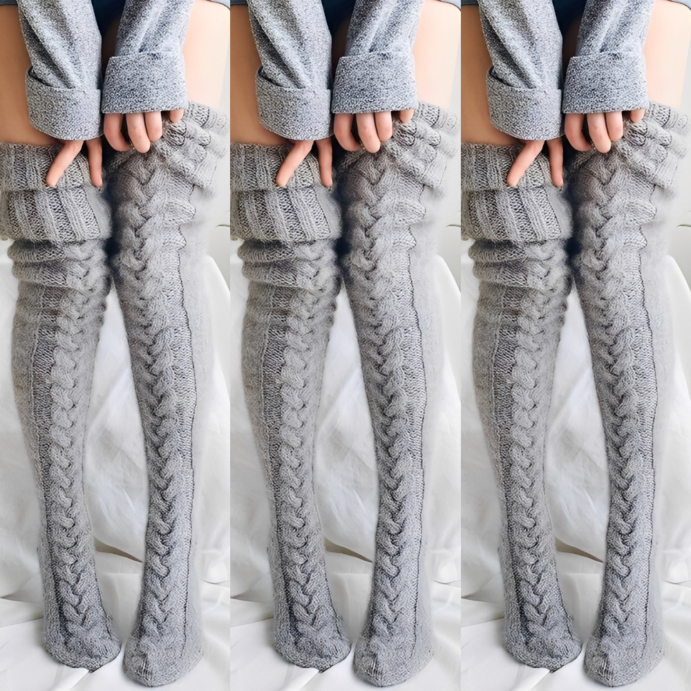 Hailee - Warme Strick-Overknee-Socken für Damen