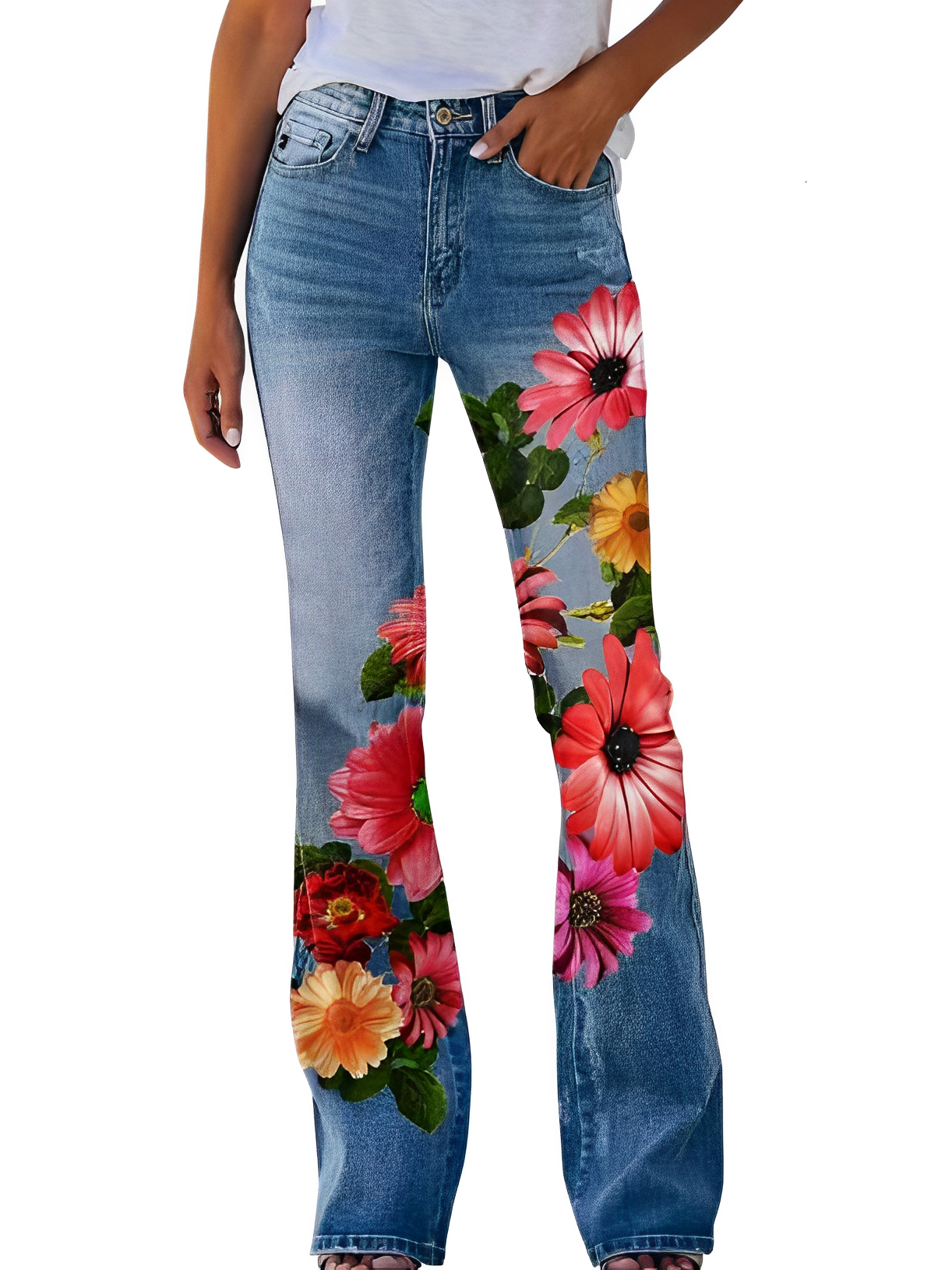 Glenna - Sommerliche Schlaghose mit Blumenmuster für Damen
