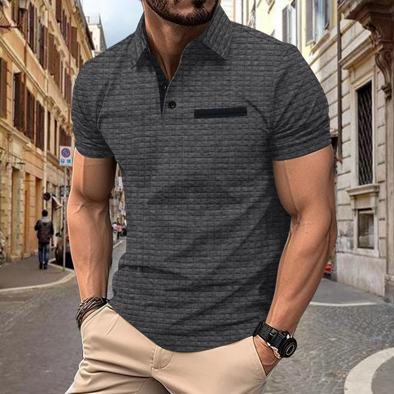 Kohen - Sommer-Poloshirt mit Herrenknopf