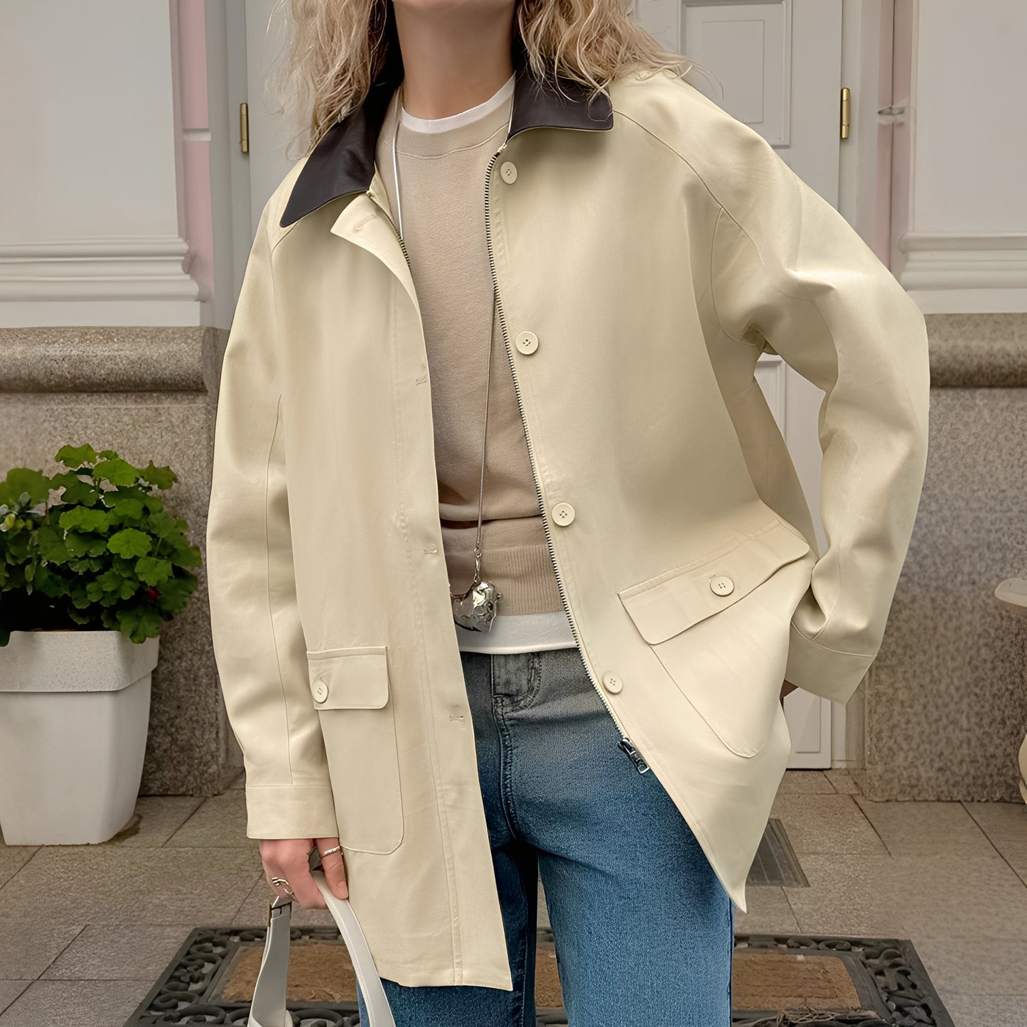 Eireen - Stilvolle, locker sitzende Jacke mit Polokragen für Damen