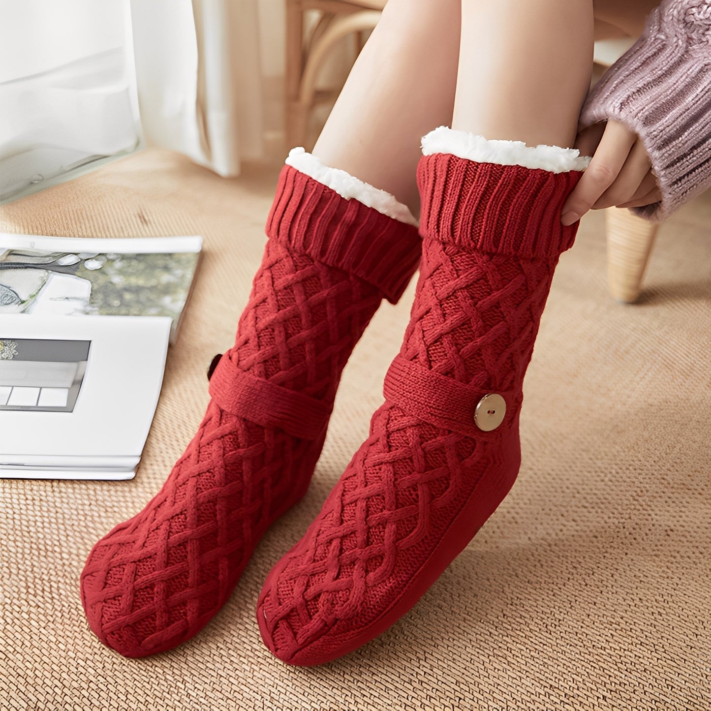 Lavina - Stilvolle, mit Fleece gefütterte Wollsocken für Damen