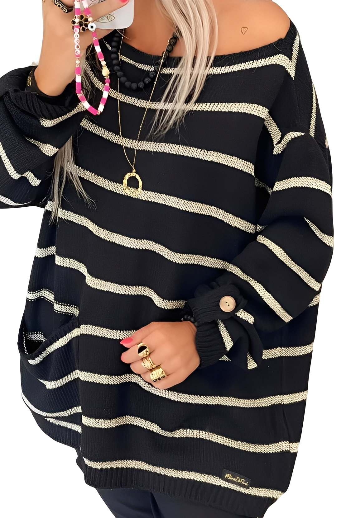 Elianna - Lässiger, locker geschnittener Streifenpullover für Damen