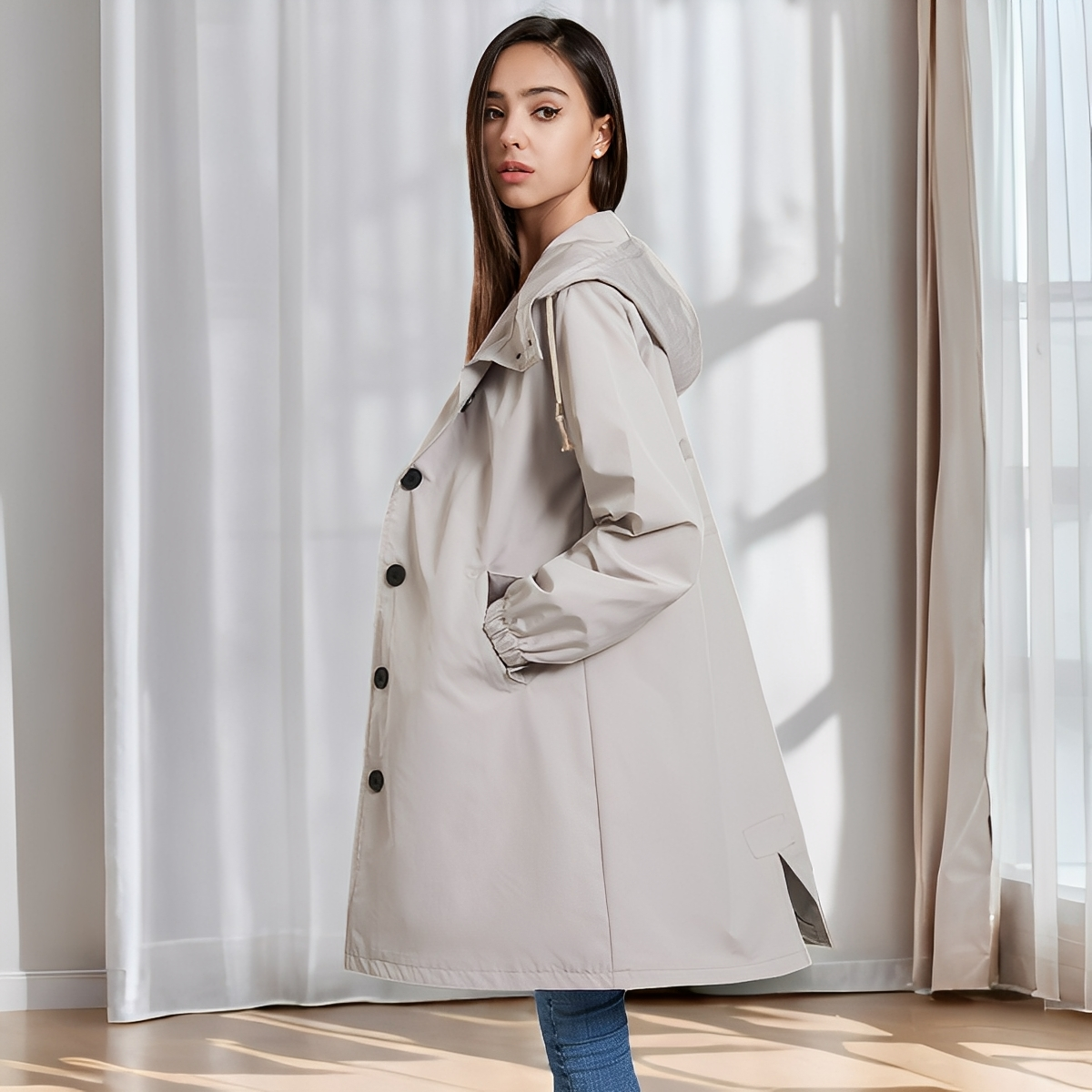Vivyan - Lässige wasserdichte Jacke mit Kapuze für Damen