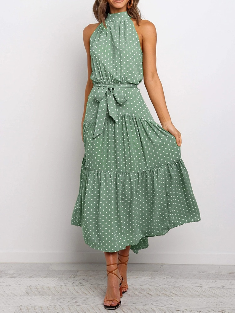 Naomi – Polka Dot Midi Kleid mit Taillenband