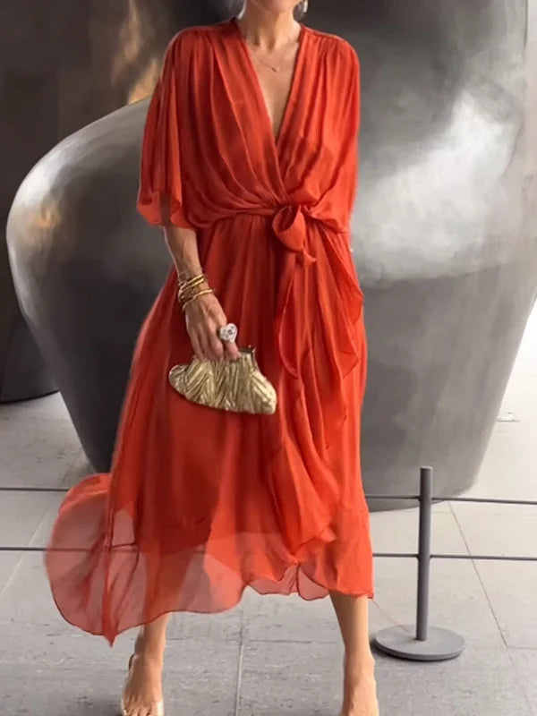 Amara – Bedrucktes, ärmelloses Maxikleid